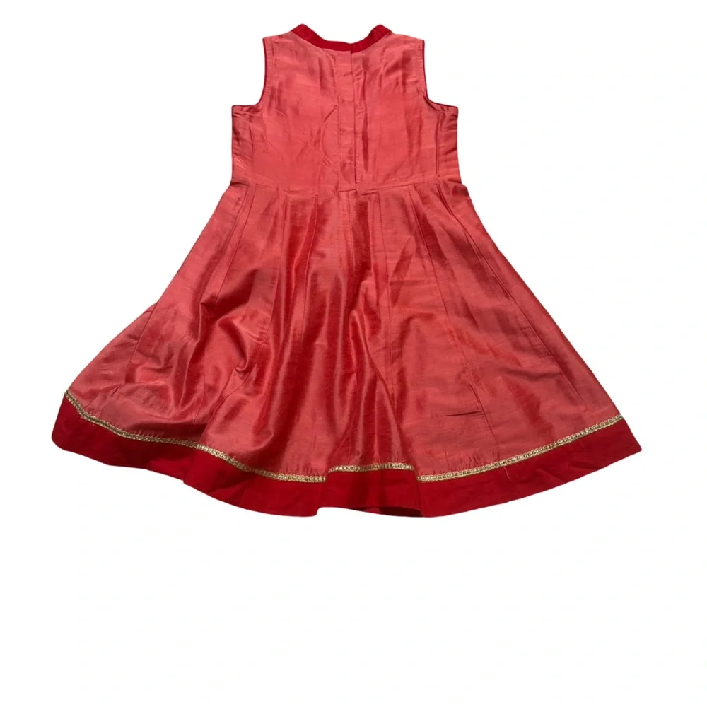 ✨🌺 Ethnicity Girls Embroidered‎ Floral Red Silk Party Dress 2–3Y 🌺✨